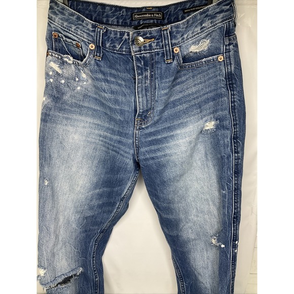 Abercrombie & Fitch HR Girlfriend Jeans Distressed Signature Collection 26 - Picture 6 of 9